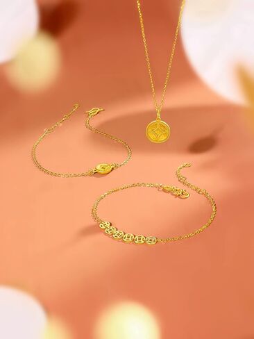 24K Solid Gold Bracelet for Women, Real Pure Gold Jewelry Dainty Fortune Coin Jewelry Gold Bracelet for Men Girlfriend in Saudi Arabia