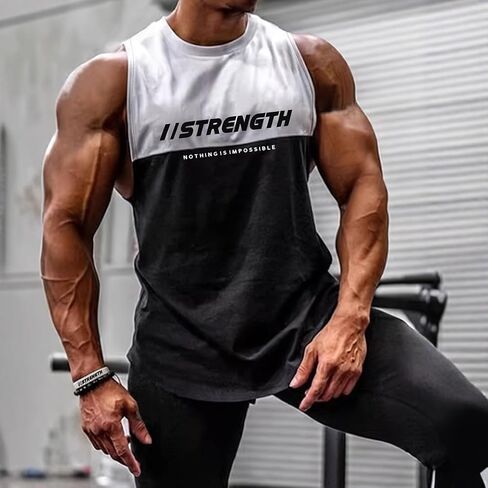 Men's Sleeveless Workout Tank Top, Athletic Fitness Gym Shirt, Casual Sports Training Vest, for Daily Bodybuilding(Black) in Saudi Arabia