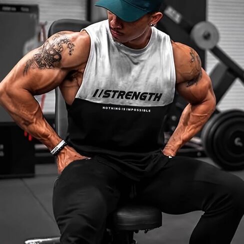 Men's Sleeveless Workout Tank Top, Athletic Fitness Gym Shirt, Casual Sports Training Vest, for Daily Bodybuilding(Black) in Saudi Arabia