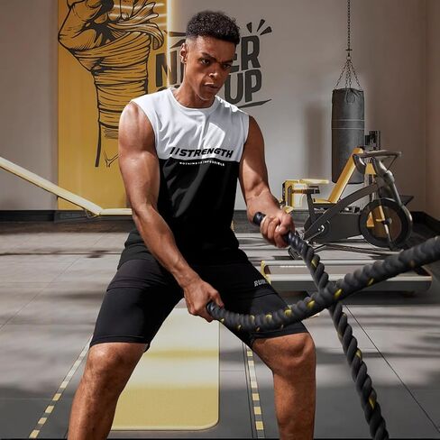 Men's Sleeveless Workout Tank Top, Athletic Fitness Gym Shirt, Casual Sports Training Vest, for Daily Bodybuilding(Black) in Saudi Arabia