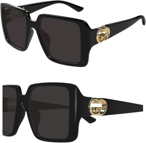 Gucci GG1692SA Square-Shaped Non-Polarized Sunglasses for Women – Includes Luxury Eyewear Kit – Black Frame with Grey Lens in Saudi Arabia
