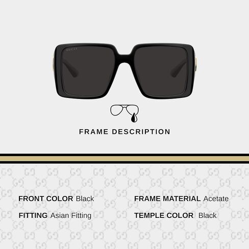 Gucci GG1692SA Square-Shaped Non-Polarized Sunglasses for Women – Includes Luxury Eyewear Kit – Black Frame with Grey Lens in Saudi Arabia