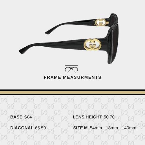 Gucci GG1692SA Square-Shaped Non-Polarized Sunglasses for Women – Includes Luxury Eyewear Kit – Black Frame with Grey Lens in Saudi Arabia