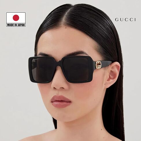 Gucci GG1692SA Square-Shaped Non-Polarized Sunglasses for Women – Includes Luxury Eyewear Kit – Black Frame with Grey Lens in Saudi Arabia