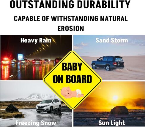 لافتات Lusinus Baby On Board للسيارة - عبوتان من الملصقات المغناطيسية العاكسة والمضحكة واللطيفة - علامات تنبيه أمان قابلة للإزالة للسائقين المبتدئين - 5 × 5 بوصات in Kuwait