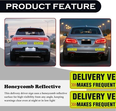 2PCS Delivery Driver Magnet for Car,Reflective Frequent Stops Car Magnet for Cars Stickers and Decals,Waterproof Delivery Magnetic Cars Sign for Deliveries Professionals in Saudi Arabia