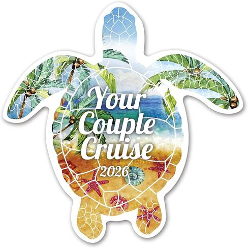 Magnet Me Up Custom Caribbean Cruise Magnet, 6 Inch, Turtle Shape Cabin Door Decoration - Personalized Name & Date, Funny Fun Cruise Door Vinyl, Full Color UV Printed, Made in USA in Saudi Arabia