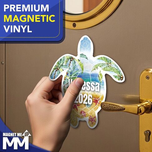 Magnet Me Up Custom Caribbean Cruise Magnet, 6 Inch, Turtle Shape Cabin Door Decoration - Personalized Name & Date, Funny Fun Cruise Door Vinyl, Full Color UV Printed, Made in USA in Saudi Arabia