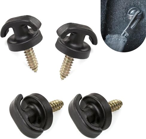 Shakas 4 PCS Luggage Net Hook, Car Trunk Original Screw Hook, Tie-Down Suspension Fastener Kit, Universal for Most Cars Luggage Net Grommet Holder Repair Accessories (Black) in Saudi Arabia