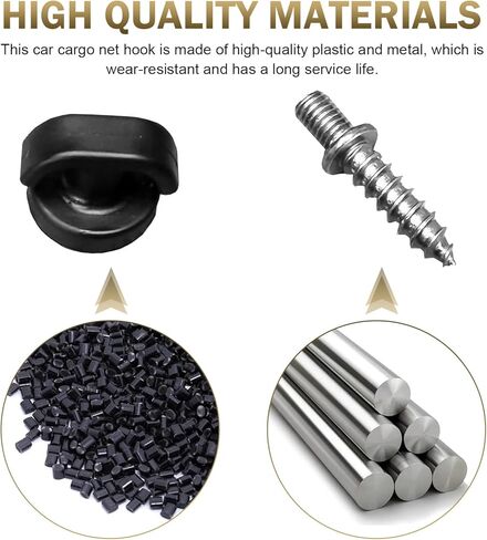 Shakas 4 PCS Luggage Net Hook, Car Trunk Original Screw Hook, Tie-Down Suspension Fastener Kit, Universal for Most Cars Luggage Net Grommet Holder Repair Accessories (Black) in Saudi Arabia