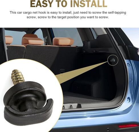Shakas 4 PCS Luggage Net Hook, Car Trunk Original Screw Hook, Tie-Down Suspension Fastener Kit, Universal for Most Cars Luggage Net Grommet Holder Repair Accessories (Black) in Saudi Arabia