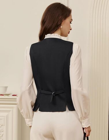 Belle Poque Sleeveless Vest Tops for Women 2026 Dressy Lightweight V Neck Button Suit Waistcoat Vests with Pockets in Saudi Arabia