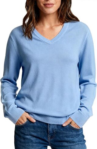 سترة نسائية من DAIMIDY برقبة على شكل V وأكمام طويلة، بلوزة عصرية خفيفة الوزن ومتماسكة وناعمة غير رسمية in Kuwait