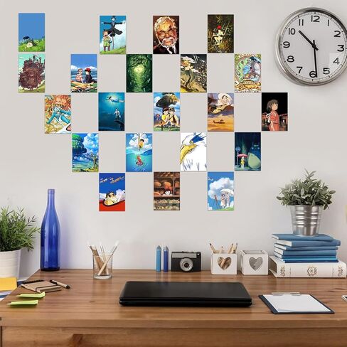 Pounchi Cute Anime Poster Wall Collage Set (50 Pcs 4 x 6 Inch with Glue Dots) Cartoon HD Aesthetic Posters Prints Artworks for Room Bedroom Club Wall Art Decor for Teens Kids in Saudi Arabia
