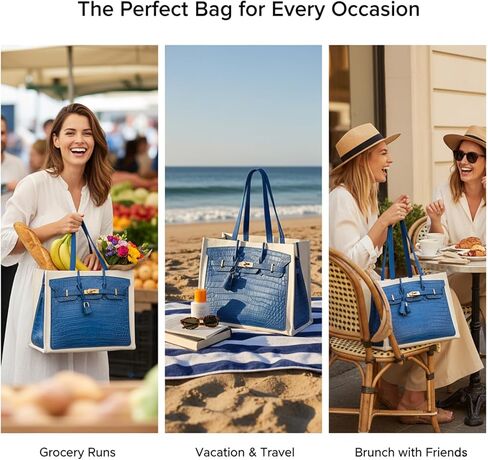 حقيبة قماش أنيقة مع طباعة مستوحاة من الفخامة - حقيبة هدايا مرحة للنساء، هدية أنيقة للعطلات، قابلة للطي للاستخدام اليومي in Kuwait