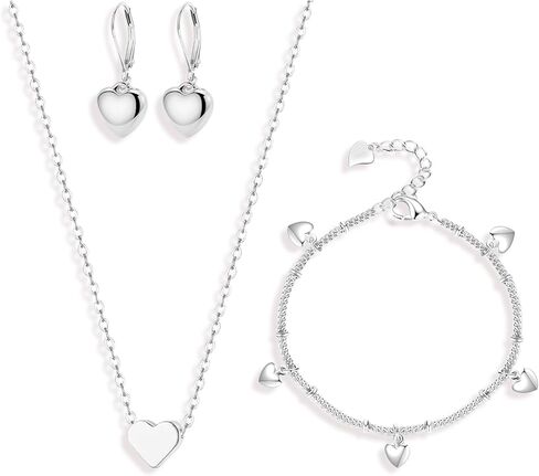 مجموعة مجوهرات فضية للنساء قلادة على شكل قلب صغير قلادات قلادة من الفضة الإسترليني عيار 925 على شكل قلب الحب تتدلى على شكل قطرة رافعة خلفية أقراط لطيفة قابلة للتكديس هدايا مجوهرات عيد الحب in Kuwait