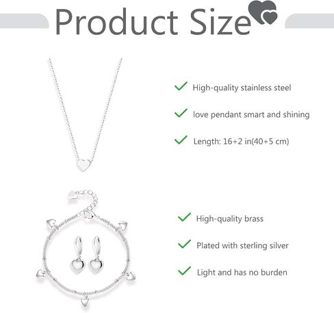 مجموعة مجوهرات فضية للنساء قلادة على شكل قلب صغير قلادات قلادة من الفضة الإسترليني عيار 925 على شكل قلب الحب تتدلى على شكل قطرة رافعة خلفية أقراط لطيفة قابلة للتكديس هدايا مجوهرات عيد الحب in Kuwait