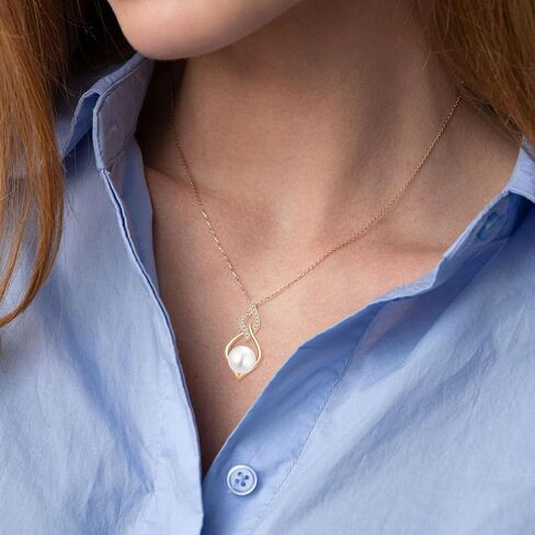 STARCHENIE 925 Sterling Silver Infinity Pearl Earrings & Necklace Rose Gold Plated Jewelry Set Gift for Women in Saudi Arabia