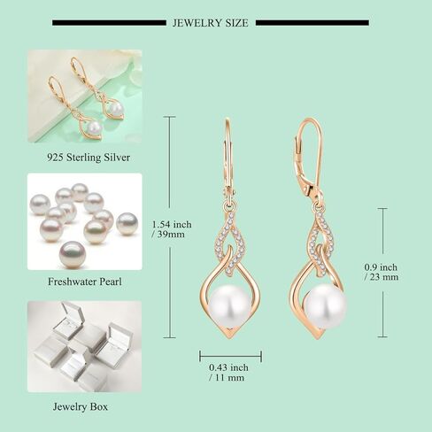 STARCHENIE 925 Sterling Silver Infinity Pearl Earrings & Necklace Rose Gold Plated Jewelry Set Gift for Women in Saudi Arabia