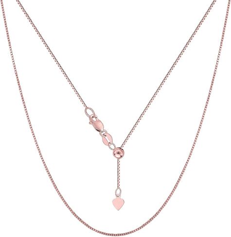 قلادة على شكل صندوق من الذهب الحقيقي عيار 14 قيراط من Jewelry Affairs، 0.7 ملم، 22 بوصة in Saudi Arabia