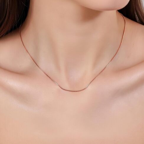 قلادة على شكل صندوق من الذهب الحقيقي عيار 14 قيراط من Jewelry Affairs، 0.7 ملم، 22 بوصة in Saudi Arabia