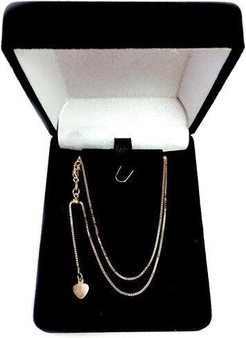 قلادة على شكل صندوق من الذهب الحقيقي عيار 14 قيراط من Jewelry Affairs، 0.7 ملم، 22 بوصة in Saudi Arabia