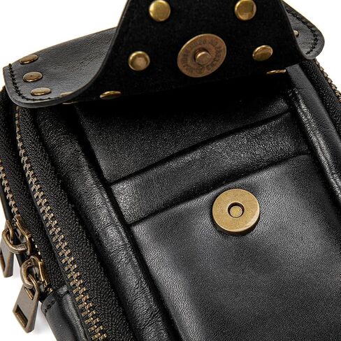 Steampunk Crossbody Bag with Skull Design Vintage PU Leather Shoulder Bag for Women Black in Saudi Arabia