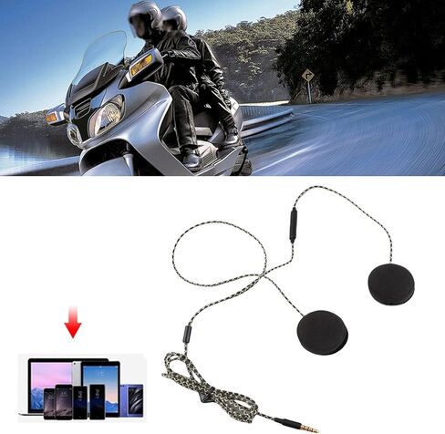 Headphones for Helmet, 3.5mm Plug Diameter Wired Sports Headset Speakers, ABS Shell Wired Helmets Sports Headset, Black Helmet Earphone with 1.2M TPE Headphone Cable in Kuwait