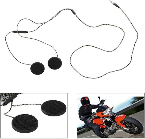 Headphones for Helmet, 3.5mm Plug Diameter Wired Sports Headset Speakers, ABS Shell Wired Helmets Sports Headset, Black Helmet Earphone with 1.2M TPE Headphone Cable in Kuwait