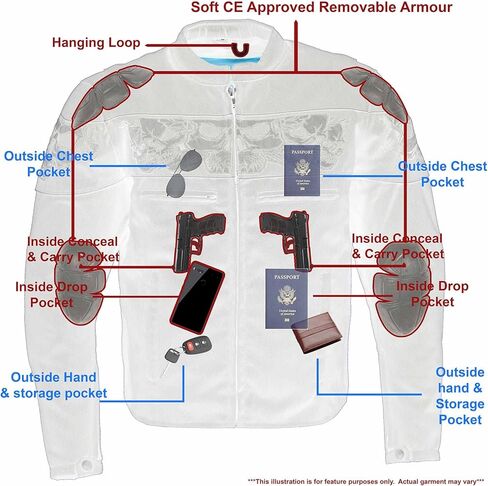 Milwaukee Leather MPM1730 Men's Black Textile Jacket with Reflective Skulls in Saudi Arabia