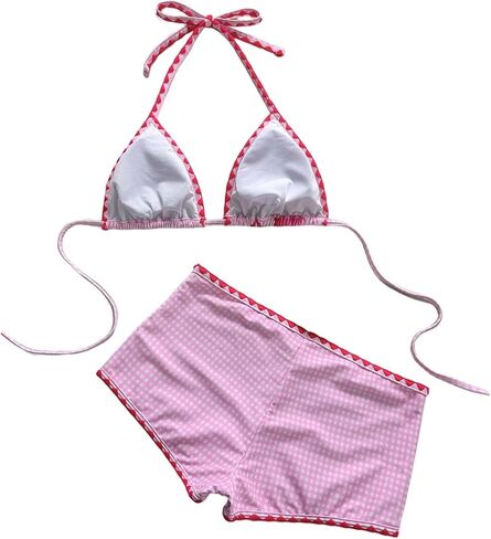 Floerns Women's Floral Bikini Sets Gingham Triangle Halter Tops and Boyshorts Bathing Suit in Saudi Arabia