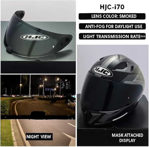 Replacement Helmet Visor for HJC I10, I70, HJ-31 Waterproof, UV Protection, Anti-Scratch, Wearproof Shield, Universal Face Shield Accessories (Dark Black) in Saudi Arabia