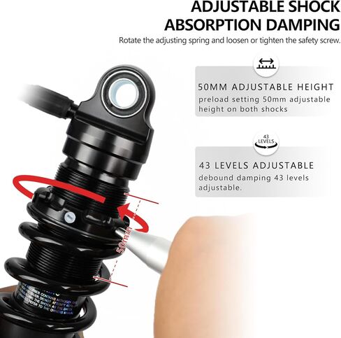 Upgraded Motorcycle Adjustable Remote Reservoir Rear Suspension Shocks Set Fits for Harley Davidson Touring Road Glide Road King Street Glide 2014-2025 Black in Saudi Arabia