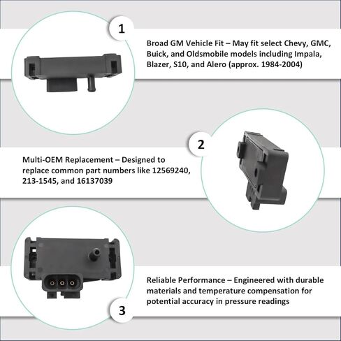 مستشعر MAP 12569240 - متوافق مع موديلات مختارة 1985-2004 Chevy وGMC وBuick وOldsmobile - يستبدل 213-1545، 16137039، 16017460 in Kuwait