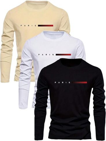 SOLY HUX Boy's 3 Pack T Shirt Letter Graphic Tees Long Sleeve Crew Neck Tops Casual Fall Clothes in Saudi Arabia