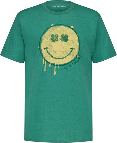 Lucky Brand Boys' Short Sleeve Graphic Crew Neck T-Shirt, Soft, Comfortable, Relaxed Fit, Melty Smile Bottle Green, 18-20 in Saudi Arabia