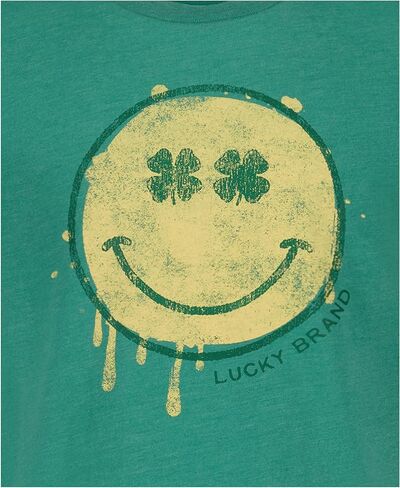 Lucky Brand Boys' Short Sleeve Graphic Crew Neck T-Shirt, Soft, Comfortable, Relaxed Fit, Melty Smile Bottle Green, 18-20 in Saudi Arabia