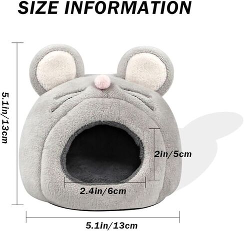 Hamster Bed Cave Hideout & Heating Pad USD Adjustable Temperature Warm Winter House Pet Cage Accessories for Small Animals Chinchilla Guinea Pig Hedgehogs (Gray Mouse) in Kuwait