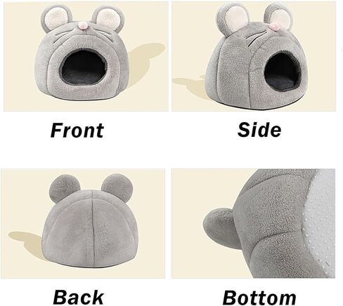 Hamster Bed Cave Hideout & Heating Pad USD Adjustable Temperature Warm Winter House Pet Cage Accessories for Small Animals Chinchilla Guinea Pig Hedgehogs (Gray Mouse) in Kuwait