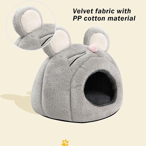 Hamster Bed Cave Hideout & Heating Pad USD Adjustable Temperature Warm Winter House Pet Cage Accessories for Small Animals Chinchilla Guinea Pig Hedgehogs (Gray Mouse) in Kuwait