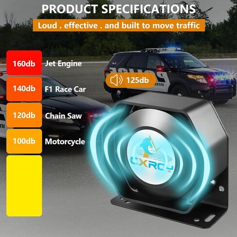 200W Loud PA System 12V 9 Tones 120-130dB Emergency Warning Alarm Police Siren Speaker 1 Horn Handheld Mic PA System for Emergency Police Vehicles & Fire Trucks&Cars in Kuwait