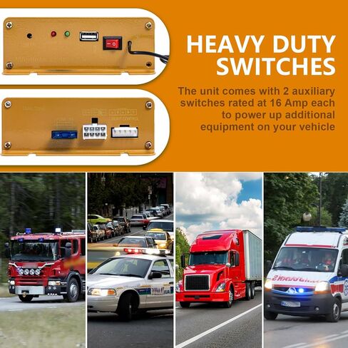 200W Loud PA System 12V 9 Tones 120-130dB Emergency Warning Alarm Police Siren Speaker 1 Horn Handheld Mic PA System for Emergency Police Vehicles & Fire Trucks&Cars in Kuwait