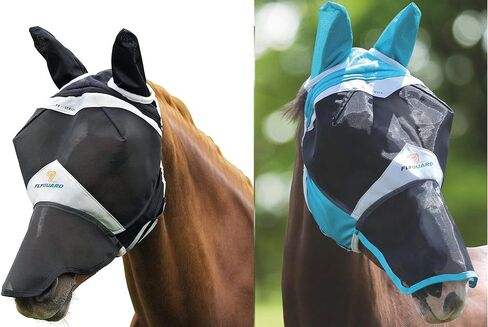 Shires Horse Fine Mesh Zebra Fly Mask with Ears and Nose (Cob) in Kuwait