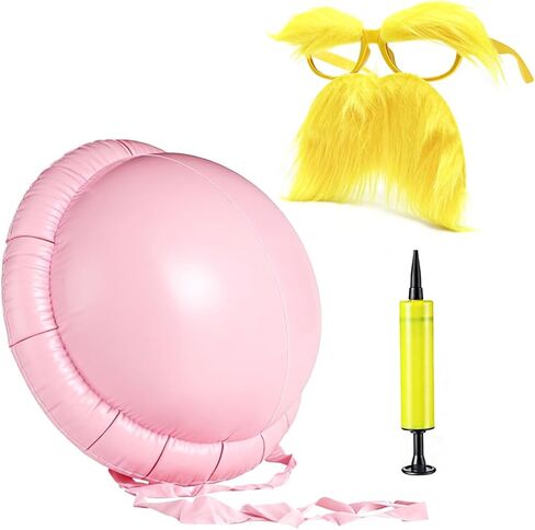 زي بطن مزيف مع شارب أصفر ونظارات حواجب قابلة للنفخ لحشو البطن دعائم تنكرية لزي شخصية الكتاب in Kuwait