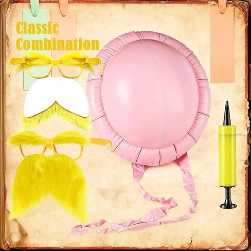 زي بطن مزيف مع شارب أصفر ونظارات حواجب قابلة للنفخ لحشو البطن دعائم تنكرية لزي شخصية الكتاب in Kuwait