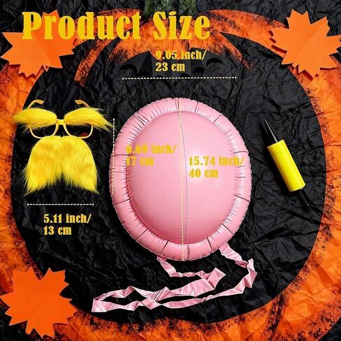 زي بطن مزيف مع شارب أصفر ونظارات حواجب قابلة للنفخ لحشو البطن دعائم تنكرية لزي شخصية الكتاب in Kuwait