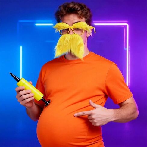 زي بطن مزيف مع شارب أصفر ونظارات حواجب قابلة للنفخ لحشو البطن دعائم تنكرية لزي شخصية الكتاب in Kuwait