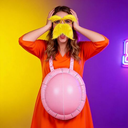 زي بطن مزيف مع شارب أصفر ونظارات حواجب قابلة للنفخ لحشو البطن دعائم تنكرية لزي شخصية الكتاب in Kuwait