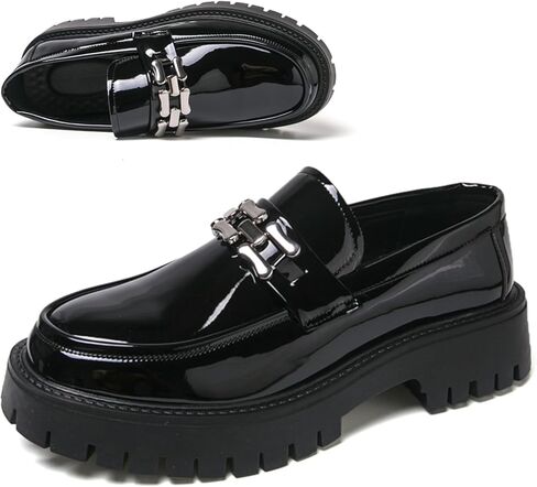 أحذية رجالية عصرية باللونين الأبيض والأسود من Penny Loafers فاخرة بمقدمة مستديرة سهلة الارتداء ونعل العروة أحذية رسمية للعمل والمكتب أحذية يومية قابلة للتنفس وغير قابلة للانزلاق in Kuwait