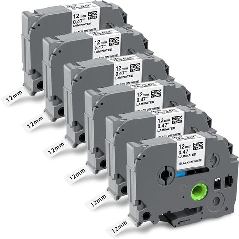 4-Pack 12mm Black TZe TZ Tape Replacement for Brother Ptouch TZe-335 TZ-335 Label Tape 12mm 0.47 White on Black Laminated for Brother Label Maker PT-D210, PT-D220, PT-H100, PT-D600 in Kuwait